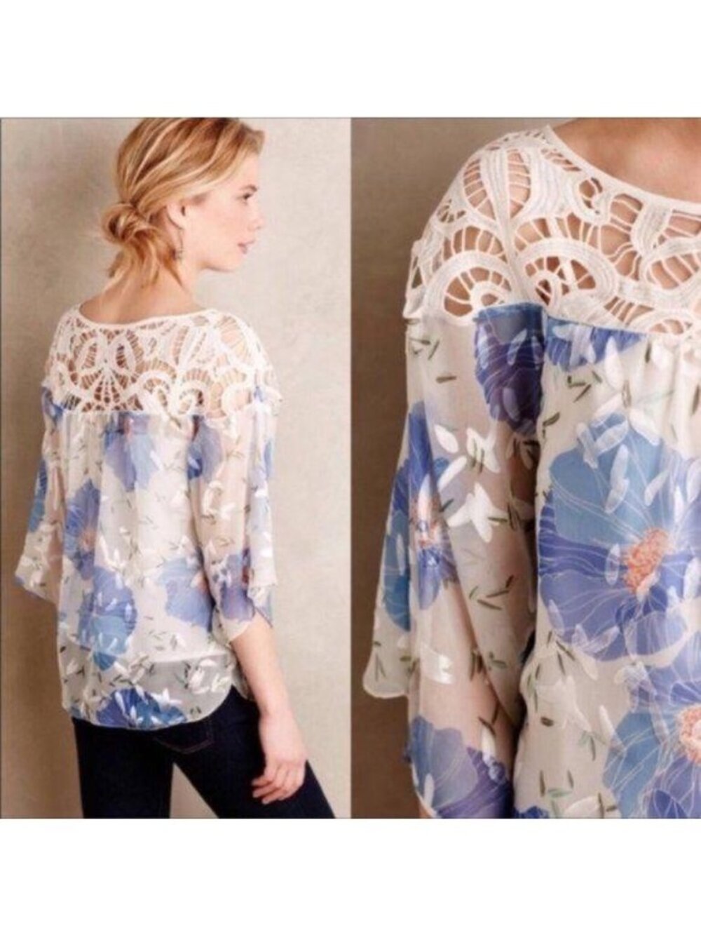 Vanessa Virginia Anthropologie Floral Silk Top 4